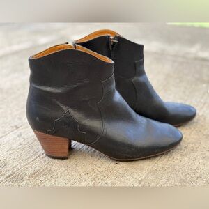Isabel Marant Black Leather Dicker Ankle Booties